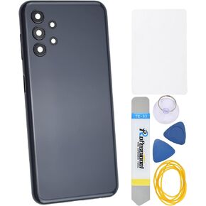 Black Plastic Back Panel Cover Replacement for Samsung Galaxy A13 with Rear Camera's Frame Rear Camera's Glass Cover Volume Button and Installation Instruction Tool Kit