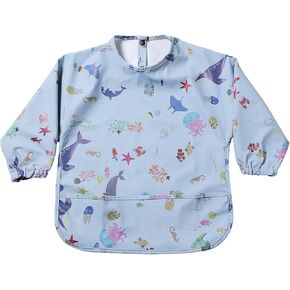 Mess Proof Baby Bib, Long Sleeve Bib Outfit Baby Toddler Waterproof Sleeved Bib Machine Washable