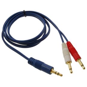 3ft CablesOnline 3.5mm Stereo Male to Dual (Rd/Wh) Mono 3.5mm Blue Audio Breakout Cable, AM-603C