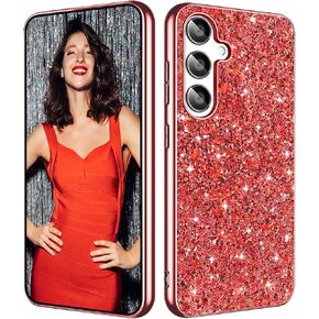 Galaxy A55 Glitter Case for Samsung Galaxy A55 5G Phone Case for Women Girls, Slim Ultra Thin Matte Back Shockproof Protective Cover for Samsung A55 5G, 6.6" Crystal Bling Case (Blue)