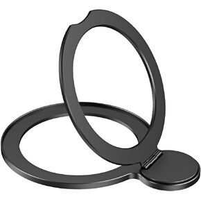360° Universal Metal Ring with Phone Stand Compatible with Magsafe Sticker, Magnetic Wireless Charger Conversion Kit for iPhone 15/14/13, Galaxy S23/S22, Mag safe Accessories, Phone Grip, Black