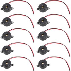 DC 3-24V Buzzer Alarm, 10 Pcs High Decibels Continuous Sounder SFM-20B 2312 Active Piezo Buzzer Buzzerphone Beep Tone Speaker Alarm with Lead Wire