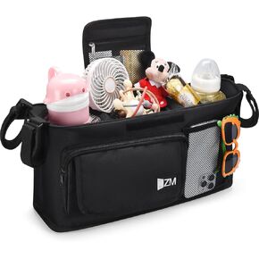 Stroller Wagon Organizer Compatible with WONDERFOLD W&X, Jeep Deluxe Wrangler, EVER ADVANCED Wagon, Parent Console Wagon Stroller Accessories with 2 Large Insulated Cup Holder(Empty Bag)