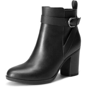 DREAM PAIRS Women's Chunky High Heel Ankle Boots Round Toe Fall Short Booties Shoes