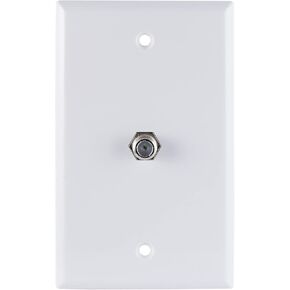UltraPro Telephone and Coaxial Wall Plate, White, 1 Pack, Dual Port, 1 RJ11 Telephone Line, 1 F-Type Coaxial Connector, Single Gang, in-Wall, 52186