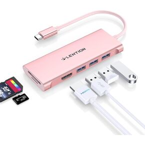 LENTION USB C Hub with 4K HDMI, 3 USB 3.0, SD/Micro SD 3.0 Card Reader, Compatible 2023-2016 MacBook Pro, New Mac Air, Chromebook, iPhone15 or More, Stable Driver Adapter (C34, Rose Gold) in Kuwait