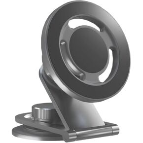 Car Phone Holder Mount - Magnetic Phone Mount for Car, Foldable Aluminum Arm, Stable Dash-Mounted Holder for iPhone & All Phones - Cell Phone Automobile Cradle