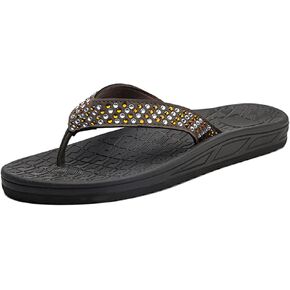 Flip Flops for Women with Arch Support Rhinestone Comfortable Summer Beach Walking Thong Sandals Orthotic Rubber Soles Flip Flops Slip On Indoor Outdoor