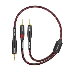 1.6FT 3.5 mm Aux Cable - 3.5 mm Male to Dual 3.5 mm Male Plugs Stereo Y-Splitter Cable - Gold Plated 2 x 3.5 mm to 3.5 mm Auxiliary Adapter Cord - TRS 1/8 Inch to 1/8 Inch Speaker Cable - 0.5M