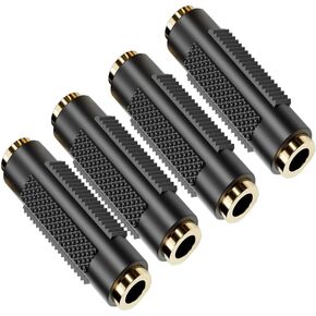 3.5mm （1/8 Inch ） to 3.5mm （1/8 Inch） Stereo Jack Female to Female Adapter Connector Gold Plated (4 Pack)