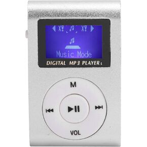 Limouyin MP3 Player for Walking Running, Portable Mini MP3 Music Player Sports BackClip LCD Screen MP3 Support Memory Card, Support up to 32GB, with Mini Screen (Silver)