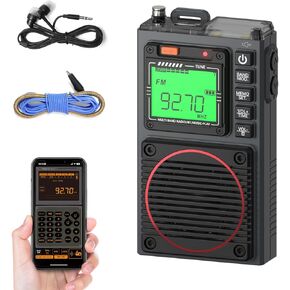 RF75A APP Control Shortwave Radio, Portable AM/FM/VHF/SW/WB Weather Radio, Pocket Radio Rechargeable w/ 9.85 Ft Wire Antenna