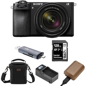 Sony Alpha a6700 Mirrorless Camera Body with E 18-135mm f/3.5-5.6 OSS Lens Bundle with Shoulder Bag, 128GB SD Card, Card Reader, Extra Battery, Charger