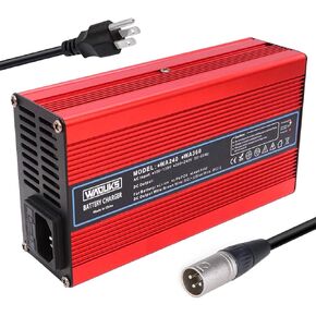 شاحن بطارية ليثيوم 67.2 فولت 3 أمبير، شاحن ذكي 60 فولت مع مروحة تبريد، علبة ألومنيوم حمراء تستخدم لحزمة بطارية ليثيوم أيون 16 ثانية 60 فولت، مخرج تيار مستمر، موصل XLR 3 شوكات in Kuwait