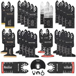 30PCS Oscillating Saw Blades, Universal Titanium Multitool Blades for Wood Plastics Metal, Quick Release Multi Tool Kits Fit Bosch Ryobi Milwaukee Rockwell Fein Makita