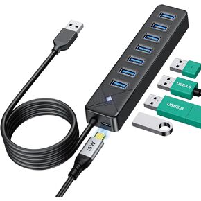 محول USB إلى إيثرنت مع موزع USB 3.0 بثلاثة منافذ - كابل 0.5 متر، 5 جيجابت في الثانية، شبكة RJ45 جيجابت LAN، متوافق مع أنظمة التشغيل Windows/Mac/Linux - أسود