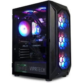 ViprTech Overlord Liquid-Cooled PC - AMD Ryzen 5 5600X (12-LCore 4.6Ghz), RTX 4070 12GB, 32GB DDR4 3200 RAM, 1TB NVMe SSD, 800W Gold PSU, VR-Ready, WiFi, Bluetooth, Win 11, Gaming Desktop Computer