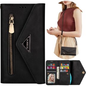 CCSamll Wallet Case for Samsung Galaxy A53 5G, Crossbody Neck Strap Lanyard Purse Handbag Shoulder Strap Cover with ID Card Holder Phone Case for Samsung Galaxy A53 5G XK Rose Gold