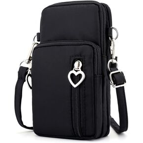 Roomy Travel Small Wristlet Crossbody Bag Cell Phone Purse Wallet Sports Armband Running Holder for iPhone 11/12 Mini/ 13 Pro/Xs Max/XR/ 8 Plus/SE/Google Pixel 6/5/ 4a/ 4a 5G (Black)
