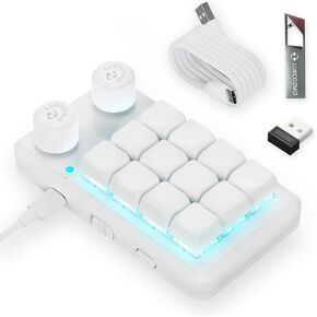 Macro Pad Macro Keyboard Programmable Keypad Customized 12-Key Mini Mechanical Gaming Keyboard One Handed Keyboard Bluetooth RGB OSU Micro Keyboard Macropad Knob 2.4G Receiver&Type C 1m Cable