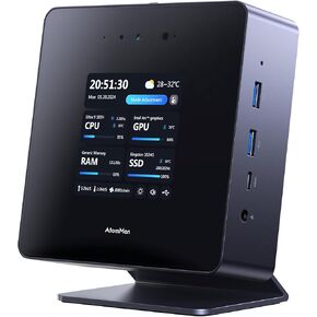 X7 Ti Mini PC Core Ultra 9 Processor 185H 32GB DDR5 1TB SSD Micro Computer, HDMI+DP+2xUSB4 Output, 4 Inch Smart Screen, FHD 1080P Camera, 2X 5Gbps RJ45, WiFi 7, Intel Arc Graphics Gaming PC