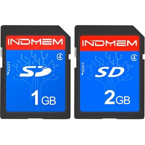 INDMEM SD Card 1GB + 2GB， Class 4 Flash Memory Card 2G SLC Standard Secure Digital Cards