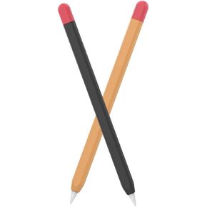 Mizi Duotone Ultra Thin Silicone Sleeve Case Cover for Apple Pencil 1st Generation - Black/Orange