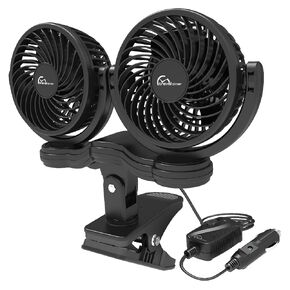 Travel Time 12V Twin Fan Variable Speed, Black - Universal for Most Vehicles, Variable-Speed Control, Cooling Fan, Portable Fan for Cars & Trucks