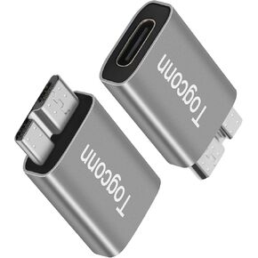 Micro B to USB C 3.1 Adapter (2 Pack),USB Type-C (Female) to Micro B (Male) Convert Connector, Support Charge & Data Sync for Hard Drive Cable,External Hard SSD Drive,Tablet, Phone, Laptop