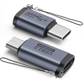 BORLTER CLAMP USB C/Micro to USB Micro/C Adapters (2 Pack), Type-C/Micro Male to Micro/C USB Female Adapter for Galaxy S8/S8+, Google Pixel 3/2 and More