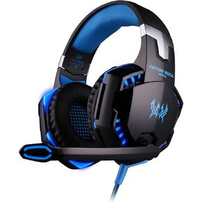 Gaming Headset with Mic for PC,PS4,Xbox One,Over-ear Headphones with Volume Control LED Light Cool Style Stereo,Noise Reduction for Laptops,Smartphone,Computer (Black & Blue) in Saudi Arabia