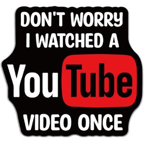 20 قطعة من ملصقات YouTube المضحكة مقاس 2.5 بوصة، لا تقلق لقد شاهدت مقطع فيديو على YouTube مرة واحدة، ملصقات لزجاجة مياه والكمبيوتر المحمول والهاتف وملحقات العمل المضحكة لعامل المكتب والممرضة وزملاء العمل