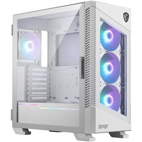 MSI MPG Velox 100R White - Mid-Tower Gaming PC Case - Tempered Glass Side Panel - 4 x 120mm ARGB Fans - Liquid Cooling Support up to 360mm Radiator - Mesh Panel for Optimized Airflow