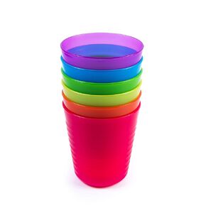 Kids Plastic Dinnerware Set of 6 Multi Color Cups/Tumblers - Reusable, BPA-Free, Dishwasher Safe and Microwaveable