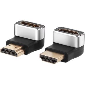 Right Angle HDMI Adapter 8k, 90 Degree and 270 Degree Gold Plated Male to Female L Shape Connector, Support 8K@60Hz, 4K@120Hz for Roku, HDTV, Laptop, PC, 4-Pack