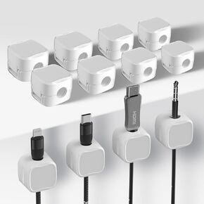 12 Pack Magnetic Cord Organizer,Strong Adhesive Desk Cable Management, Charging Cable Keeper, Clip Holder, Cord Holder, underdesk Charger Cord Holder, Cord Holder for Home Office Desk,Car, Wall