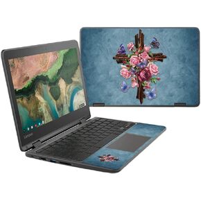 MightySkins Skin Compatible with Lenovo 300e Chromebook 11.6" (2018) - Rose Cross | Protective, Durable, and Unique Vinyl Decal wrap Cover | Easy to Apply, Remove, and Change Styles | Made in The USA