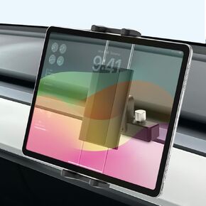 Tesla Tablet Mount for Passenger, Tesla Model Y/ 3 Co-Pilot Tablet Holder for Air Vent, [Anti-Shake - 6 Hooks Clip] Tesla Road Trip Essentials for iPad Pro Air Mini, Tab, Switch, 4-13" Devices