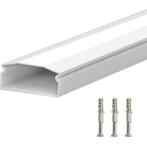 TV Cord Hider, Under Desk Cable Management,Cable Management,1 ft Cable Cover for up to 4 Cords, Ideal for Wall-Mounted TVs. Dimensions: 1 Pieces of L 1 ft x W 1.18 in x H 0.6 in (White)