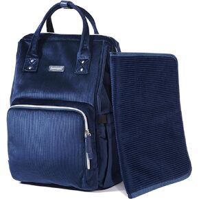SUNVENO Velvet Stitching Diaper Bag Backpack Large Capacity Tote Shoulder Nappy Bag Organizer for Baby Care with Insulated Pockets,Waterproof Fabric, Blue