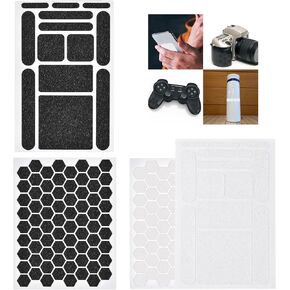 4 Pack Phone Grip Tape, Finger Grip Stickers Decal Clear Non Slip Kit Adhesive Traction for Cell Phone Cases Mouse Laptop Tablet Tools Black+Clear (4Pack)