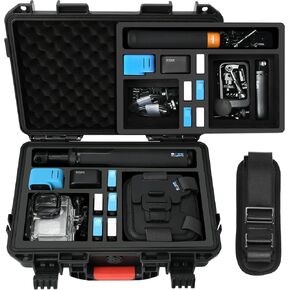 YETEETH Case Organizer for GoPro Hero 12, Waterproof Hard Shell Travel Storage Carrying Case for Gopro Hero 12/11/10/9/8/Media Mod/Volta/Creator Edition/Action Camera and Other Accessories