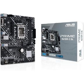 ASUS PRIME H610M-E D4 LGA 1700(Intel 12th Gen) mATX motherboard (PCIe 4.0, DDR4,2xM.2 slots,1Gb LAN,DisplayPort/HDMI/D-Sub, USB 3.2 Gen 1 ports, SATA 6 Gbps, COM header, RGB header)