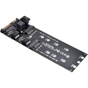 Cablecc PCI Express PCI-E 3.0 & Dual SATA to NGFF NVME MSATA M-Key B/M-Key SSD Card Adapter 3in1 in Kuwait