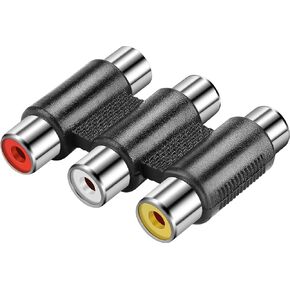 3-RCA Female to Female Coupler Audio Video 3-RCA Jack to 3-RCA Jack Adapter Nickel Plated RCA Connector Converter RCA Cable Extender Jointer Red White Yellow