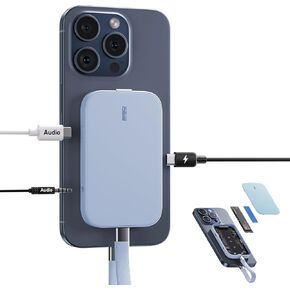 Magnetic SSD Enclosure for iPhone 15 Pro/Max ProRes, M.2 2230/42/60/80 SSD to USB C Enclosure, Support 10Gbps Data, 60W PD Charging and 3.5mm Audio/Mic NVMe SSD Reader (SSD Not Included)