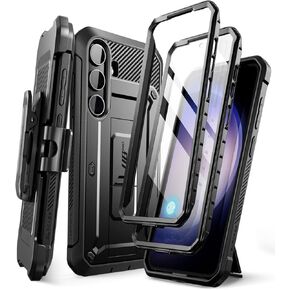 SUPCASE for Samsung Galaxy S24 Case with Stand [2 Front Frames] [Built-in Screen Protector & Belt-Clip] [Military-Grade Protection] Heavy Duty Rugged Kickstand Phone Case for Galaxy S24, Black