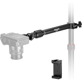 NEEWER Overhead Camera Mount Arm with Phone Clip, 11"/28cm 180°&360° Holding Arm for Desk Stand, Fits 0.87"-1.1" Tube, 5.5lb/2.5kg Load Capacity for Camera LED Ring Light Microphone, DS008