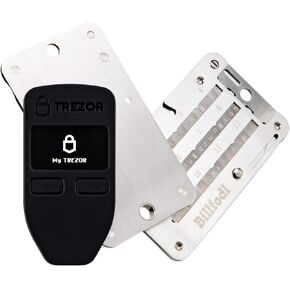 Trezor One + Billfodl - Cryptocurrency Hardware Wallet with Steel Wallet Cold Seed Storage (2 Items)