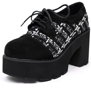 Women's Round Toe Lace Up Chunky Heel Thick Sole Fashion Oxfords Shoes